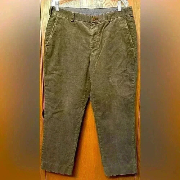 Brooks Brothers Clark Fit Pants Mens 35x28 Corduroy Olive Green 346 VTG Casual - Picture 1 of 8